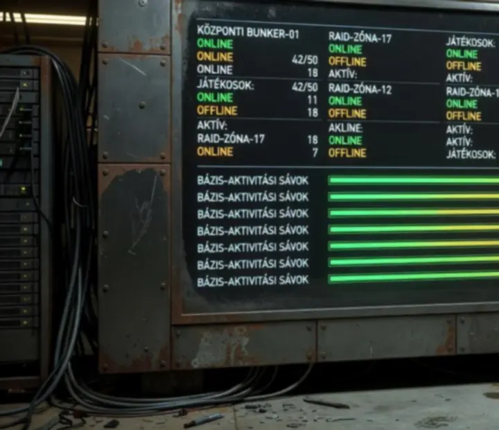 Oxide multiplayer szerver-státusz és aktivitás panel vizuális ábrázolása
